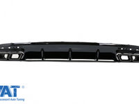 Difuzor Bara Spate cu Ornamente evacuare Negre compatibil cu Mercedes S-Class C217 Coupe (2014-2020) S63 Facelift Design