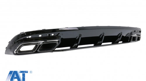 Difuzor Bara Spate cu Ornamente evacuare Negre compatibil cu Mercedes S-Class C217 Coupe (2014-2020) S63 Facelift Design