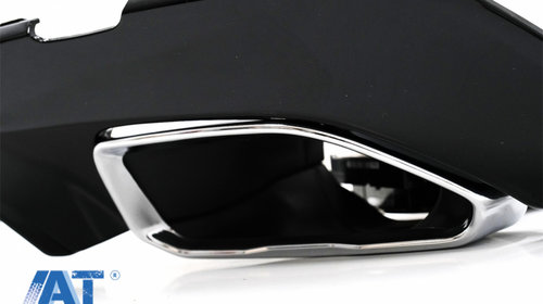 Difuzor Bara Spate Evacuare Dubla si Tobe Ornament Crom compatibil cu BMW 3 Series G20 G28 Sedan G21 Touring (2018-up) M340i M Look Negru Lucios