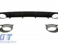 Difuzor Bara Spate si Ornamente Evacuare compatibil cu AUDI A6 4G Facelift (2015-2018) RS6 Design Black doar Bara Spate S-line