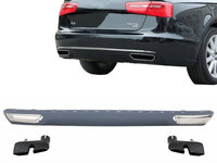 Difuzor Bara Spate si Ornamente Evacuare compatibil cu AUDI A6 4G (2010-2014) Facelift W12 Design