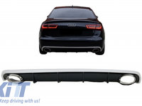 Difuzor Bara Spate si Ornamente Evacuare compatibil cu AUDI A6 C7 4G Limousine Avant (2010-2014) RS6 Design