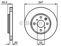 Disc frana 0 986 479 239 BOSCH pentru Peugeot 206 CitroEn C1 Peugeot 107 Toyota Aygo Peugeot 108