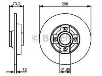 Disc frana 0 986 479 383 BOSCH pentru Peugeot 5008 CitroEn C4 CitroEn Berlingo Peugeot Grand Peugeot Partner Peugeot Ranch CitroEn Ds5 Peugeot 3008