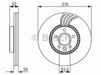 Disc frana 0 986 479 620 BOSCH pentru Volvo V60 Volvo V70 Volvo S80 Ford S-max Volvo Xc70 Volvo S60 Land rover Freelander Land rover Lr2 Ford Galaxy