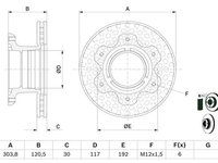 Disc frana 0 986 479 E47 BOSCH pentru Mercedes-benz Vario