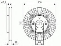 Disc frana 0 986 479 S14 BOSCH pentru Kia Sportage Hyundai Ix35 Hyundai Tucson Hyundai I40 Hyundai Embera Hyundai Sonata Kia Optima