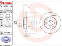 Disc frana 08 5085 11 BREMBO pentru Alfa romeo 155 Fiat Panda Fiat Tipo Fiat Tempra Fiat Punto Alfa romeo 145 Alfa romeo 146 Fiat Coupe Fiat 500 Ford Ka