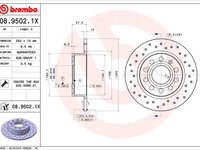 Disc frana 08 9502 1X BREMBO pentru Seat Leon Skoda Octavia Vw Jetta Vw Vento Audi A3 Vw Golf Vw Eos Vw Caddy Vw Beetle Vw Novo Vw Rabbit Seat Altea Skoda Laura Seat Toledo