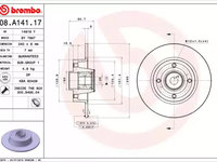 Disc frana 08 A141 17 BREMBO pentru Renault Modus Renault Wind Renault Symbol Renault Thalia Renault Clio Renault Euro Renault Megane Renault Twingo