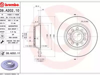 Disc frana 08 A202 11 BREMBO pentru Vw Passat Seat Alhambra Skoda Superb Vw Sharan Audi A3 Skoda Yeti Vw Tiguan Vw Eos Vw Jetta Vw Vento Vw Cc Audi Q3 Vw Touran Vw Golf Vw Rabbit Seat Altea