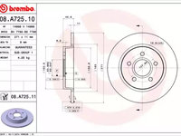 Disc frana 08 A725 10 BREMBO pentru Ford Focus