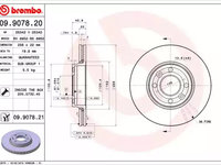 Disc frana 09 9078 20 BREMBO pentru Renault Kangoo Dacia Lodgy Mercedes-benz Citan Dacia Dokker Renault Clio