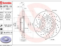 Disc frana 09 9772 1X BREMBO pentru Vw Passat Seat Alhambra Vw Touran Skoda Superb Vw Sharan Audi A3 Audi Tt Vw Golf Audi A1 Vw Tiguan Vw Jetta Vw Vento Vw Eos Vw Caddy Vw Cc Vw Beetle Vw Novo Audi Q3