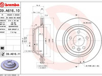 Disc frana 09 A616 11 BREMBO pentru Vw Touareg Vw Multivan Vw Transporter Vw Kombi Vw Eurovan