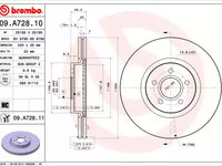 Disc frana 09 A728 11 BREMBO pentru Volvo C70 Volvo S40 Volvo V50 Ford Focus Volvo V40