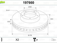 Disc frana 197660 VALEO pentru Seat Leon Audi A3 Skoda Octavia Vw Golf