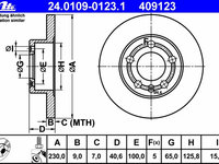 Disc frana 24 0109-0123 1 ATE pentru Seat Ibiza Audi A3 Skoda Praktik Skoda Roomster Skoda Octavia Vw Golf Vw Beetle Vw New Vw Novo Audi A1 Skoda Fabia Audi Tt Vw Bora Vw Jetta Seat Toledo Vw Polo Seat Leon