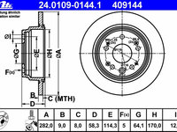 Disc frana 24 0109-0144 1 ATE pentru Honda Cr-v