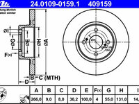 Disc frana 24 0109-0159 1 ATE pentru Toyota Corolla