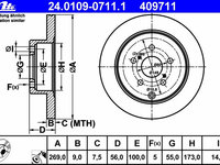 Disc frana 24 0109-0711 1 ATE pentru Toyota Celica Toyota Prius