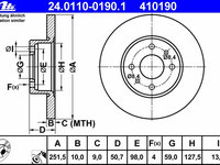 Disc frana 24 0110-0190 1 ATE pentru Alfa romeo 164 Alfa romeo 168 Fiat Bravo Fiat Ritmo Fiat Croma Fiat Multipla Fiat Linea Fiat Stilo