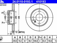 Disc frana 24 0110-0193 1 ATE pentru Ford Escort Ford Orion