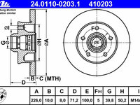 Disc frana 24 0110-0203 1 ATE pentru Vw Passat Vw Corrado Vw Golf Seat Toledo