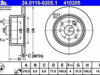 Disc frana 24 0110-0205 1 ATE pentru Opel Vectra Opel Calibra