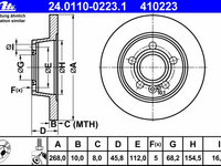 Disc frana 24 0110-0223 1 ATE pentru Vw Sharan Ford Galaxy Seat Alhambra