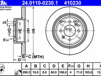 Disc frana 24 0110-0230 1 ATE pentru Peugeot 406