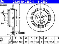 Disc frana 24 0110-0280 1 ATE pentru Mercedes-benz Vito 2010 2011 2012 2013 2014 2015 2016 2017 2018 2019 2020 2021 2022 2023 2024