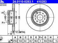 Disc frana 24 0110-0283 1 ATE pentru Alfa romeo 156 Alfa romeo Gt Alfa romeo 147