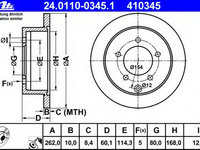 Disc frana 24 0110-0345 1 ATE pentru Mitsubishi Lancer 2010 2011 2012 2013 2014 2015 2016 2017 2018 2019 2020 2021 2022 2023 2024