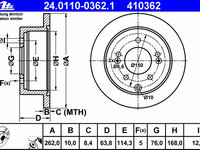 Disc frana 24 0110-0362 1 ATE pentru Kia Soul Kia Cerato