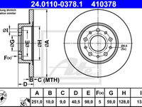 Disc frana 24 0110-0378 1 ATE pentru Fiat 500l Fiat Tipo