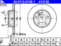 Disc frana 24 0112-0126 1 ATE pentru Bmw Seria 3 Bmw Z3