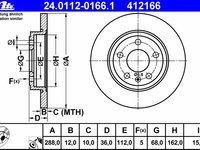 Disc frana 24 0112-0166 1 ATE pentru Audi A4