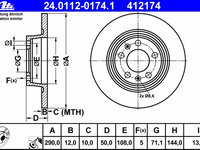 Disc frana 24 0112-0174 1 ATE pentru Peugeot 407