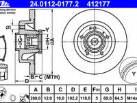 Disc frana 24 0112-0177 2 ATE pentru Renault Trafic Nissan Primastar Opel Vivaro