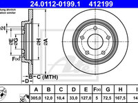 Disc frana 24 0112-0199 1 ATE pentru Fiat Freemont