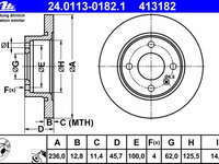 Disc frana 24 0113-0182 1 ATE pentru Skoda Favorit Skoda Forman Skoda Felicia Vw Caddy