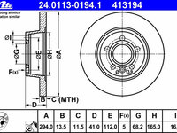 Disc frana 24 0113-0194 1 ATE pentru Vw Eurovan Vw Transporter Vw Sharan Seat Alhambra