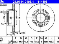 Disc frana 24 0114-0108 1 ATE pentru Land rover Discovery 1989 1990 1991 1992 1993 1994 1995 1996 1997 1998