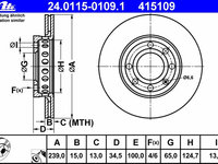 Disc frana 24 0115-0109 1 ATE pentru Vw Lupo Audi A2