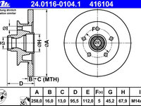 Disc frana 24 0116-0104 1 ATE pentru Vw Caravelle Vw Transporter Vw Vanagon