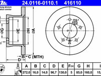 Disc frana 24 0116-0110 1 ATE pentru Mercedes-benz G-class Mercedes-benz Sprinter Vw Lt