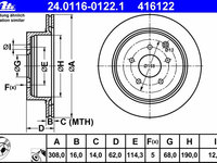 Disc frana 24 0116-0122 1 ATE pentru Nissan Murano