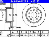 Disc frana 24 0116-0123 1 ATE pentru Peugeot Boxer Peugeot Manager CitroEn Jumper CitroEn Relay