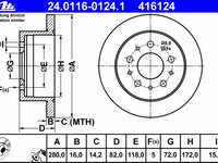 Disc frana 24 0116-0124 1 ATE pentru Peugeot Boxer Fiat Ducato CitroEn Jumper CitroEn Relay Peugeot Manager